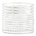 15-piece silver alloy bracelet set featuring polished, brushed, and twisted metal textures - Silver (A-495)