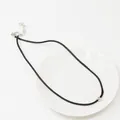 Y2K minimalist black leather cord necklace with a polished silver bead and lobster clasp - Style 9933 (01) / Black Basic