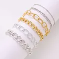 Set of 5 minimalist punk alloy chain bracelets in gold and silver metallic finishes - Mixed Colors (9151)