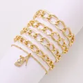 5-piece gold alloy bracelet set featuring thick punk chains and a high heel charm - Gold (8363)