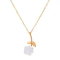 Collar de cadena dorada con elegante colgante de rosa blanca 3D y hojas de oro - Oro Rosa Blanca (M-253)
