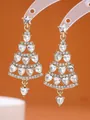 Sparkling gold Christmas tree earrings with inlaid heart rhinestones and star stud - Clear Rhinestone Christmas Tree (M-784) / Gold