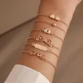 6-teiliges Armband-Set in Roségold mit Herzmotiven, Unendlichkeitssymbol und Love-Anhänger - LOVE Brief 6-teiliges Set (1648)