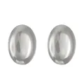 Polished silver stainless steel oval earrings with a minimalist mirror finish - 12 Silver