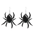 Gothic black spider earrings with silver hooks for Halloween and punk style fashion - Spider Shape Style (7429) / Black