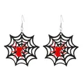 Gothic Halloween spider web earrings in black and red with silver metal hooks - Spiderweb Red Spider Style (8718) / Black/Red