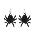 Gothische Spinne Ohrhänger mit schwarzen Kristallen und Silberhaken für Halloween - Doppelter Strass Schwarzer Spinnenstil