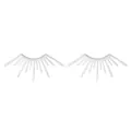 Vintage stainless steel sunburst earrings in polished silver finish for women - Silver Tone Radiant Eyelash Earrings (Steel Color DZ-796)
