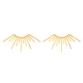 Golden hollow sun earrings with radial rays made of premium stainless steel - Golden Sunburst Eyelash-shaped Earrings (KC Gold DZ-797)