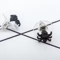 Gothic black spider stud earrings set with sparkling stones and secure backings - Black Rhinestone Spider Stud (8736) / Matte Black