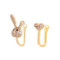 Gold-plated bunny and heart non-piercing nose clips set with micro-pave zircons - Rabbit & Heart Set (X014) / Gold