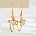Orecchini bohémien dorati con cristallo a stella e dettagli con frange delicate - Oro KC (WG-0724)