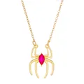 Gothic gold spider necklace with marquise red gemstone for Halloween jewelry style - Spider Red Stone Necklace (N-220) / KC Gold