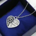 Silver heart necklace with Mother and Daughter forever engraving on blue velvet - Heart-Shaped Mother and Daughter Style (4137)