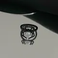 Gothic black spider ring with a round white pearl detail for a dark vintage aesthetic - Spider Artificial Pearl Ring (M-692) / Matte Black