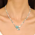 Collana boho a strati con ciondolo tartaruga marina, stella marina e perline blu - Stile Stella Marina Ciano (0515) / Stella marina 12-0515