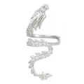 Silberne Drachen-Ohrklemme mit funkelnden weißen Kristallen im Wickel-Design - Drachenohrmanschette / Silber - Rechtes Ohr (01 Weiß K N-172)