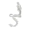 Funkelnde Drachen-Ohrmanschette in Silber mit Zirkon-Steinen im neuen China-Stil - Drachenohrmanschette / Silber - Linkes Ohr (02 Weiß K N-173)