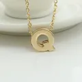 Minimalist gold-plated letter Q pendant necklace with a polished 3D design and O-chain - Letter Q Pendant Gold Style