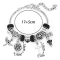 Silbernes DIY-Charm-Armband mit Engel-, Herz- und Kreuzanhängern an einer Schlangenkette - Vintage Engel Rose Bibel Stil (FX993)