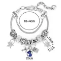 Reise-Charm-Armband in Silber mit Herz- Stern- und Reisepass-Anhänger und blauem Globus - Blauer Globus Reisepass Reise Stil (FX997)
