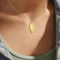 Exquisite gold-plated leaf pendant necklace with realistic texture on a fine chain - Leaf Shaped Pendant Necklace (S468) / Gold