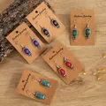 Bohemian style vintage alloy earrings with colorful turquoise stones and floral silver frames - Red Quadrilateral Shape