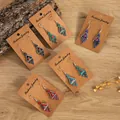 Five pairs of Bohemian geometric drop earrings with colorful stones and vintage alloy finish - Multi-Stone Red Triangle Shape