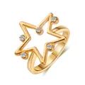 Elegant gold-plated open star ring with sparkling cubic zirconia on a white background - Hollow Star Style (A-171) / Gold (A-171)