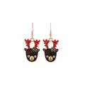 Pendientes navideños de reno con aleación de esmalte de colores y ganchos dorados - Estilo Alce (91904)
