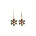 Pendientes de copo de nieve de Navidad con esmalte verde y cristal rojo dorado - Estilo Copo de Nieve (91904)
