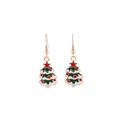 Detalle de pendientes colgantes de árbol de Navidad con esmalte verde y estrella roja - Árbol de Navidad Colorido (91904)