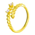 Adjustable golden ring with scale texture and two sparkling white zircon stones - Triangular Scale Texture Style (WG-0019) / Imitation Gold (WG-0019)