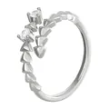 Silver spike bypass ring with cubic zirconia stones in a modern minimalist style - Spiked Rivet Open Style (12302) / White Gold Color (12302)