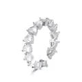 Silver-colored heart-shaped zircon open ring with sparkling white gemstone inlay - Heart Row Zirconia Style (10289) / White Gold Color (10289)