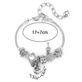 Bracelet chaîne serpent argenté avec pendentif cœur et perles en zircone - Style Boule Pave Clé Cœur (FX1003)