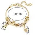 Bracelet à breloques doré DIY avec pendentifs panda et couronne, chaîne 18+4cm - Style Ours Panda Rose Or (FX1005)