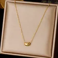 Collana minimalista con ciondolo a chicco d'oro su scatola portagioie spazzolata - Stile Fagiolo Arrotondato / Oro-Fagiolo