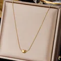 Collana minimalista con cuore dorato da donna in elegante scatola, acciaio lucido - Stile Cuore 3D / Oro-Fagiolo Cuore