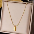 Collana minimalista con ciondolo quadrato dorato e catena a serpente in scatola - Stile Rettangolare Minimalista / Oro-Mattoncino