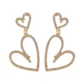 Elegant gold-tone heart drop earrings featuring three interconnected sparkling rhinestones - Gold Pave (X827)
