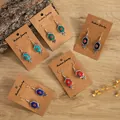 Bohemian alloy earrings set featuring vintage turquoise stones in five assorted colors - Red Hexagon