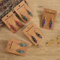 Bohemian alloy turquoise earring set with 5 pairs in multi-color vintage ethnic style - Multi-Stone Red Hexagon Shape