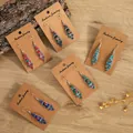 Five pairs of vintage bohemian alloy earrings set with colorful turquoise stones - Multi-Stone Red Trapezoid Shape