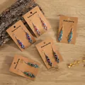 Bohemian style hook earrings with turquoise inlay in five vibrant assorted colors - Multi-Stone Red Evil Eye Shape