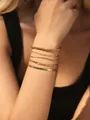 Set of five bohemian gold-plated bracelets including figaro and snake chain styles - Bead Figaro Snake Combination (0619) / Gold