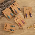 Bohemian geometric turquoise drop earrings set with vintage silver finish on display card - Multi-Stone Red Square Shape