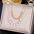 Elegant double-layered gold beaded and pearl necklace on champagne silk gift box - Copper Ball / Artificial Pearl