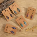 Set of five bohemian alloy earrings with colorful turquoise stones on display card - Multi-Stone Red Semicircle Shape