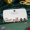 Set de pendientes navideños con lazo, bastón de caramelo y hombre de jengibre sobre terciopelo - Serie de Navidad Juego de 3 Pares (SD61341) / Set de 3 pares